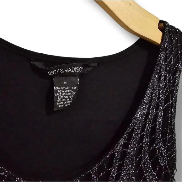 89th & Madison women's black metallic lace sleeveless blouse  - medium - Picture 3 of 8